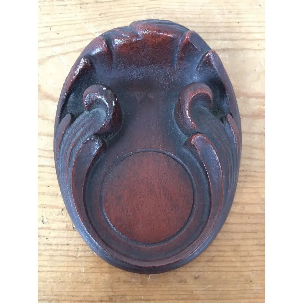 Vtg Syroco Wood Resin Faux Vase Figurine Stand Buddhist Altar Offering Bowl 1.5